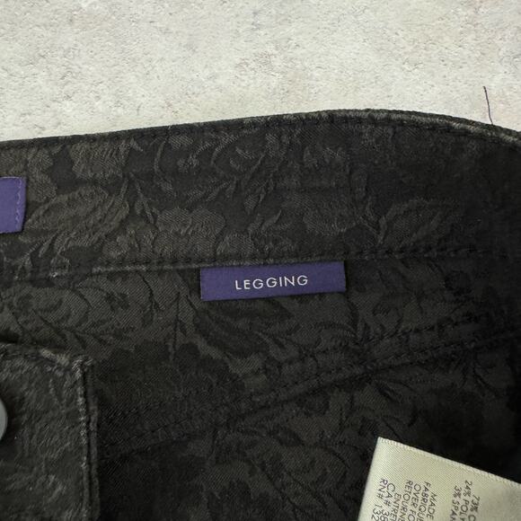 NYDJ Pants Women's 6 Lift Tuck Floral Stretch Jeans Black Floral Legging Skinny - Picture 4 of 11